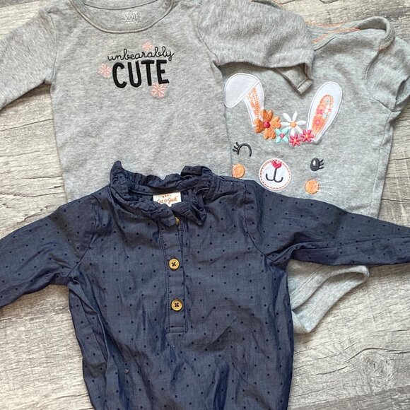 Baby One piece Set Of 3 By Carters & cat& Jack  - Adorable Designs & Patterns 3- - Picture 1 of 8